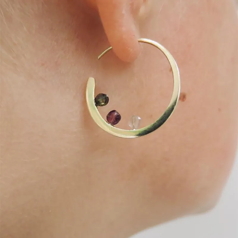Boucle d'oreilles avec serti libre et perle - Formation sertissage